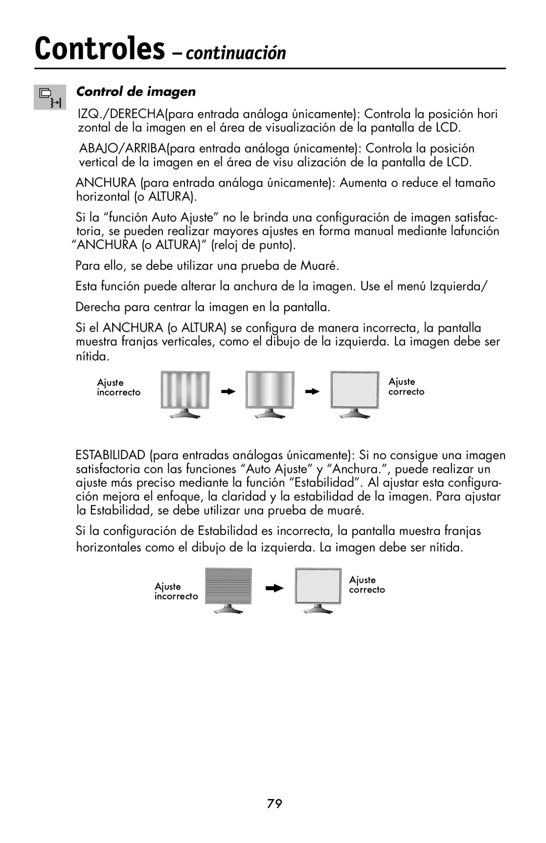 NEC LCD1990FXp user manual Control de imagen 