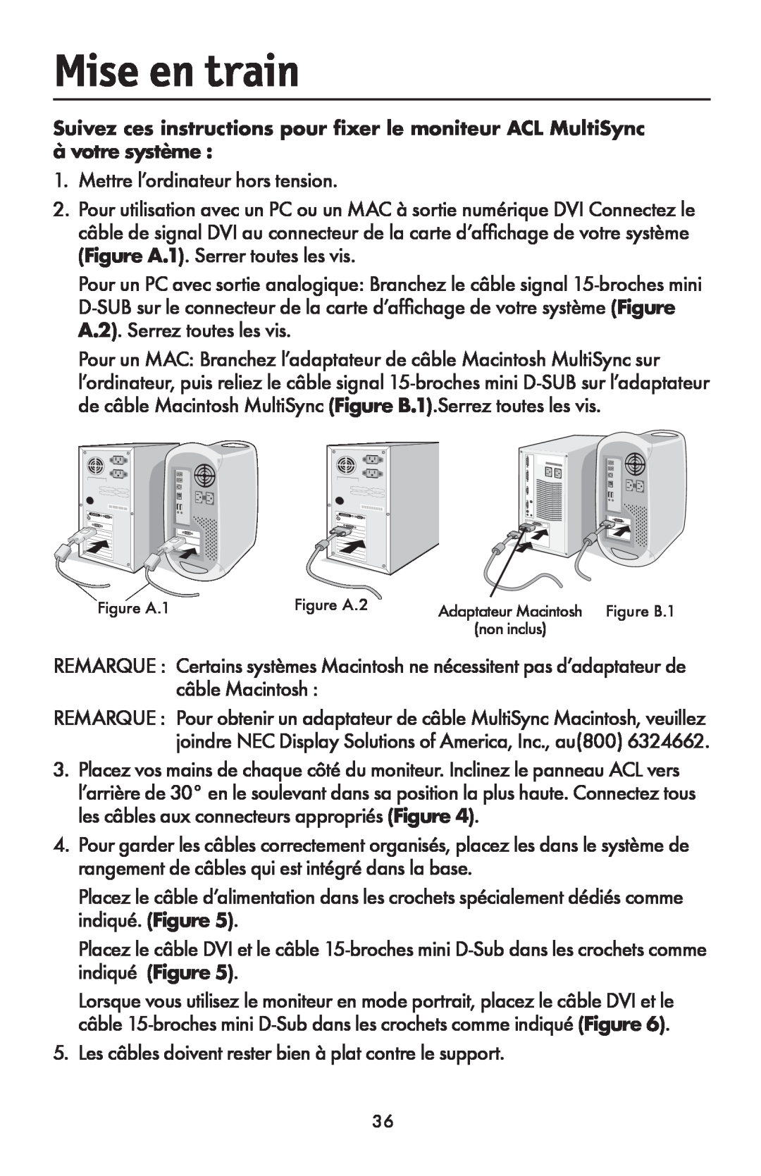 NEC LCD1990FXTM user manual Mise en train 
