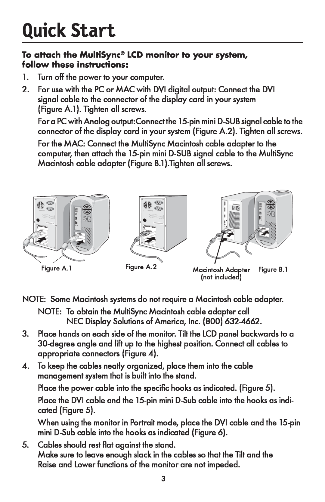 NEC LCD1990FXTM user manual Quick Start 