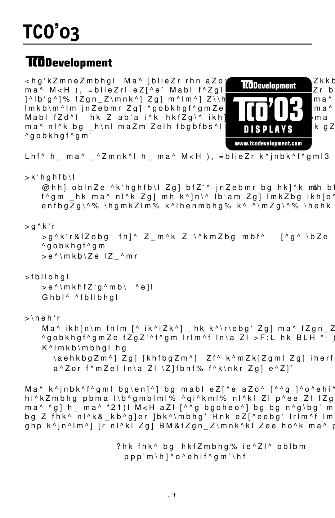 NEC LCD1990FXTM user manual TCO’03, For more information, please visit 