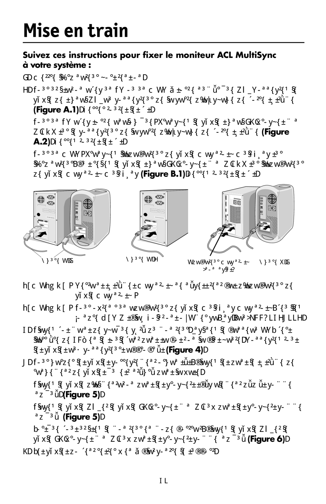 NEC LCD1990FXTM user manual Mise en train, Figure A.2 Adaptateur Macintosh Figure B.1 Non inclus 