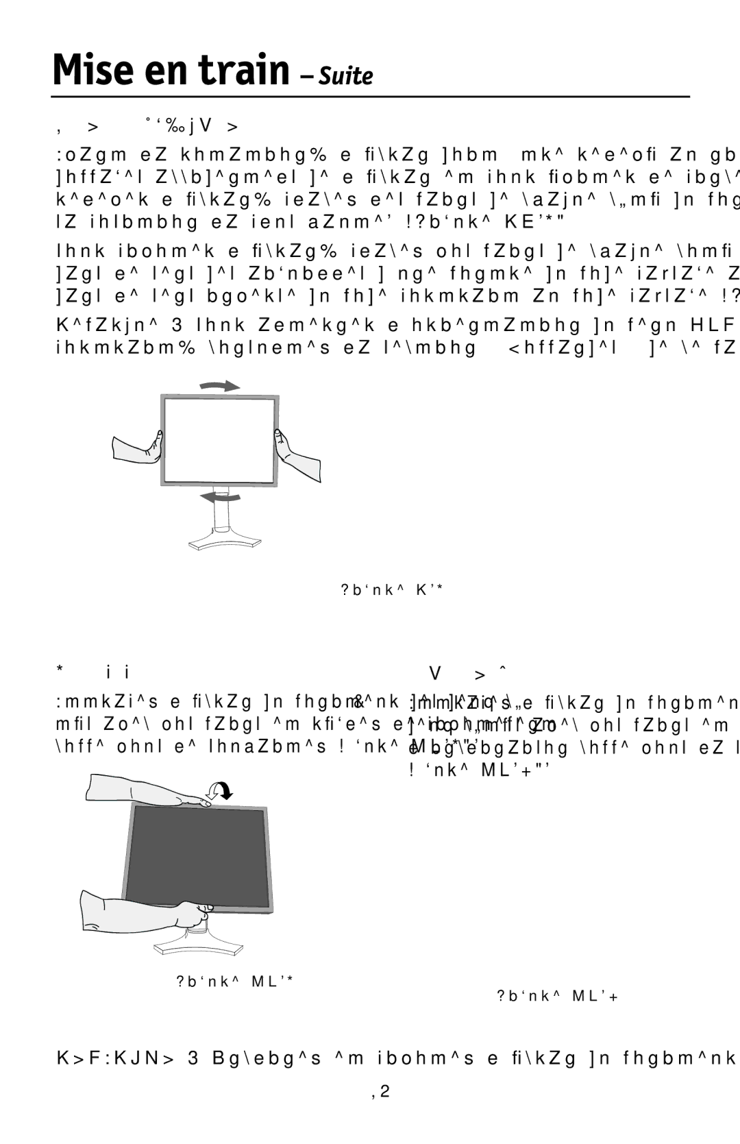 NEC LCD1990FXTM user manual Rotation d’écran, Pivotement, Inclinaison 