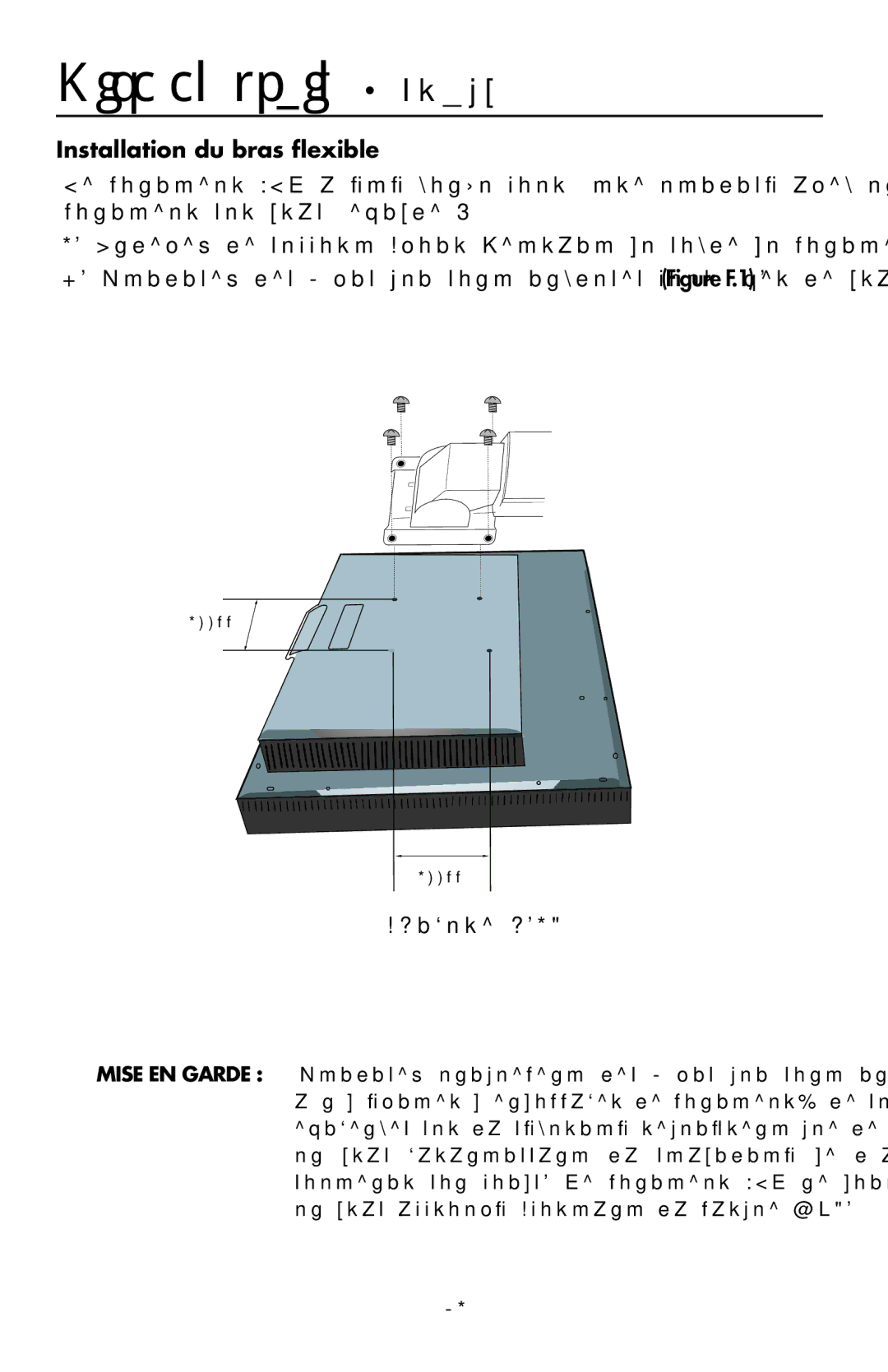 NEC LCD1990FXTM user manual Installation du bras ﬂexible, Figure F.1 