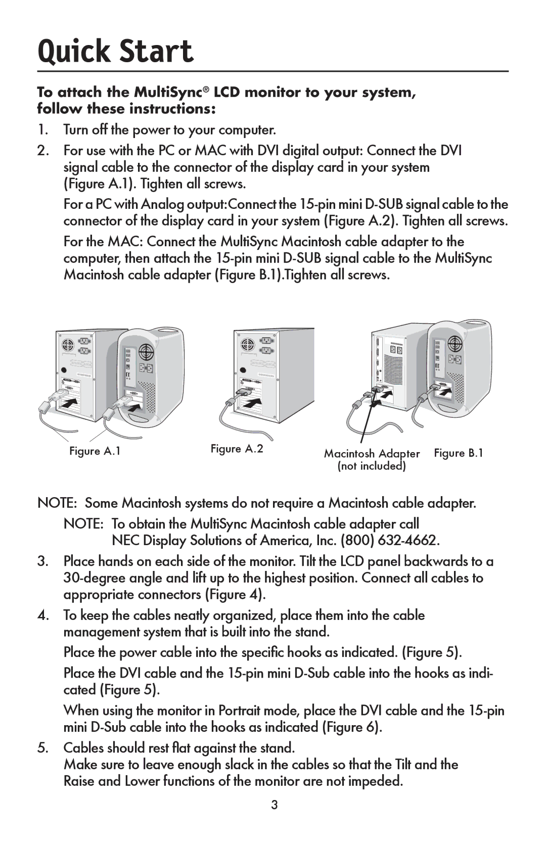 NEC LCD1990FXTM user manual Quick Start, Figure A.1 