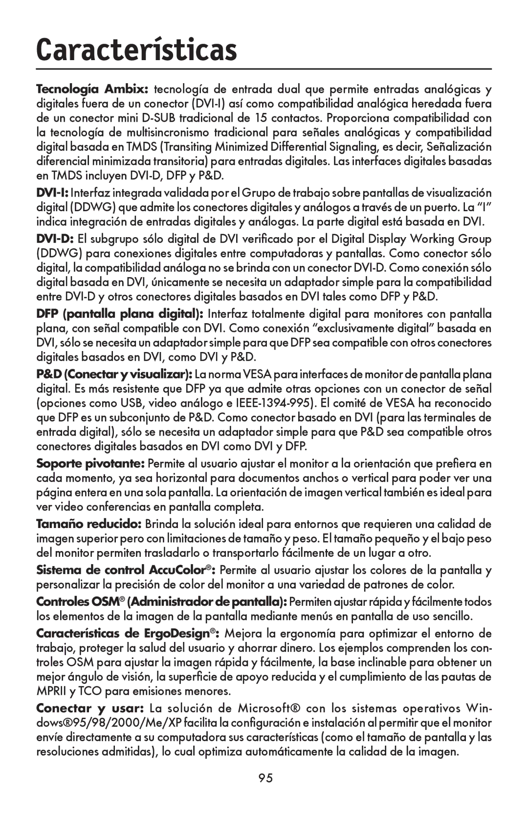 NEC LCD1990FXTM user manual Características 