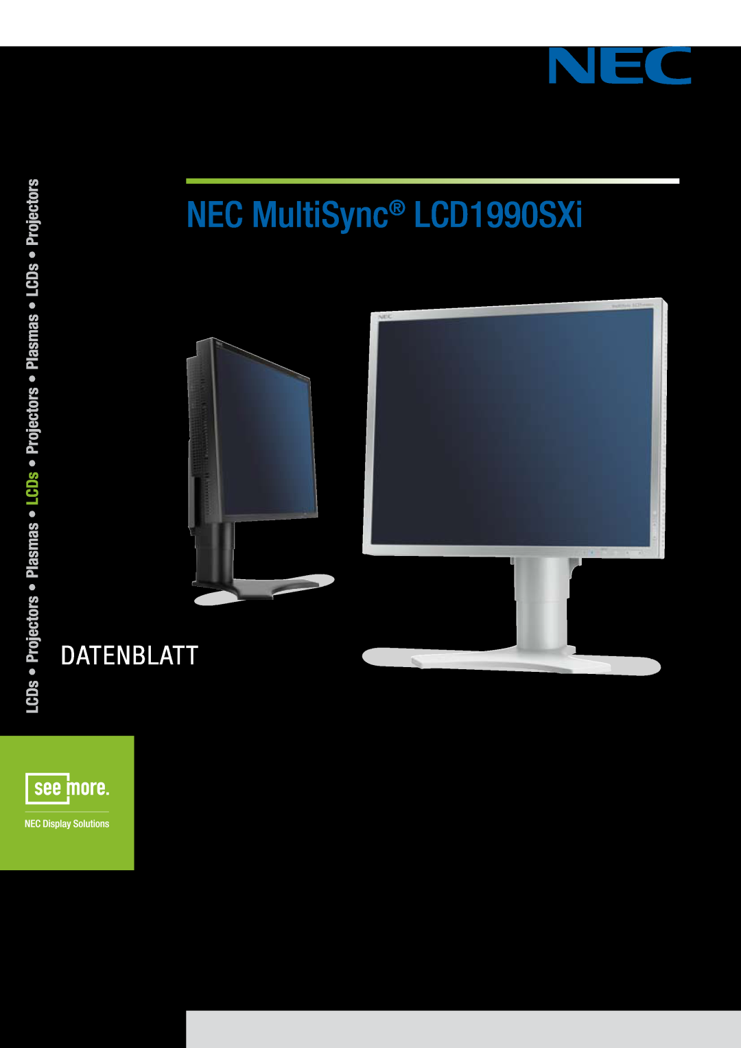 NEC manual NEC MultiSync LCD1990SXi, Datenblatt 