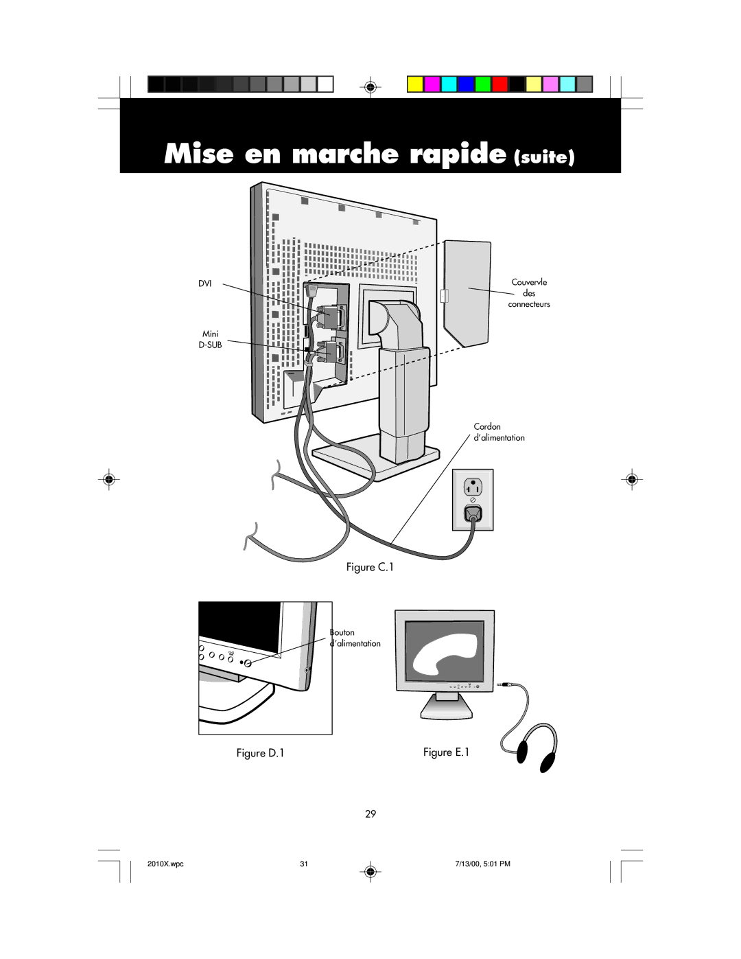 NEC LCD2010X manual Cordon d’alimentation 