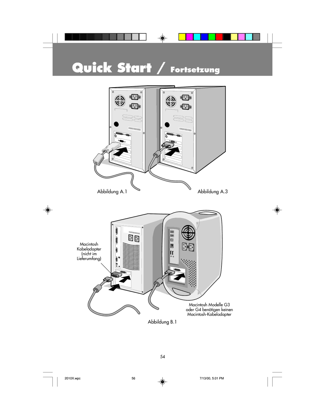 NEC LCD2010X manual Quick Start / Fortsetzung, Abbildung A.1 Abbildung A.3, Abbildung B.1 