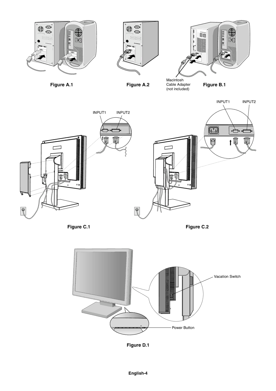 NEC LCD2060NX user manual Figure A.1, English-4 