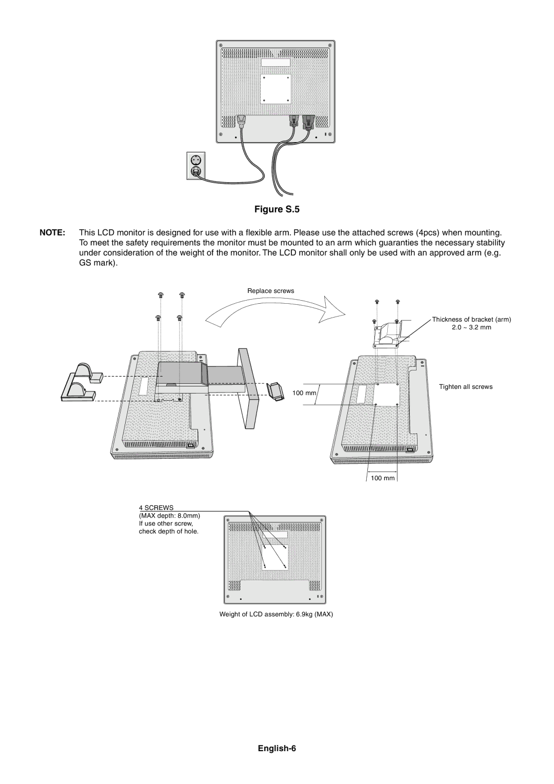 NEC LCD2060NX user manual GS mark, English-6 