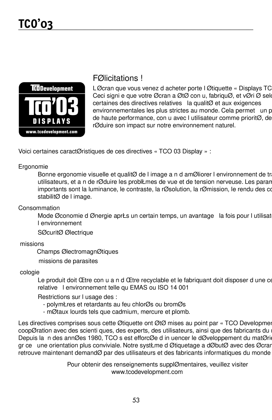 NEC LCD2170NX, LCD2070VX user manual Félicitations 