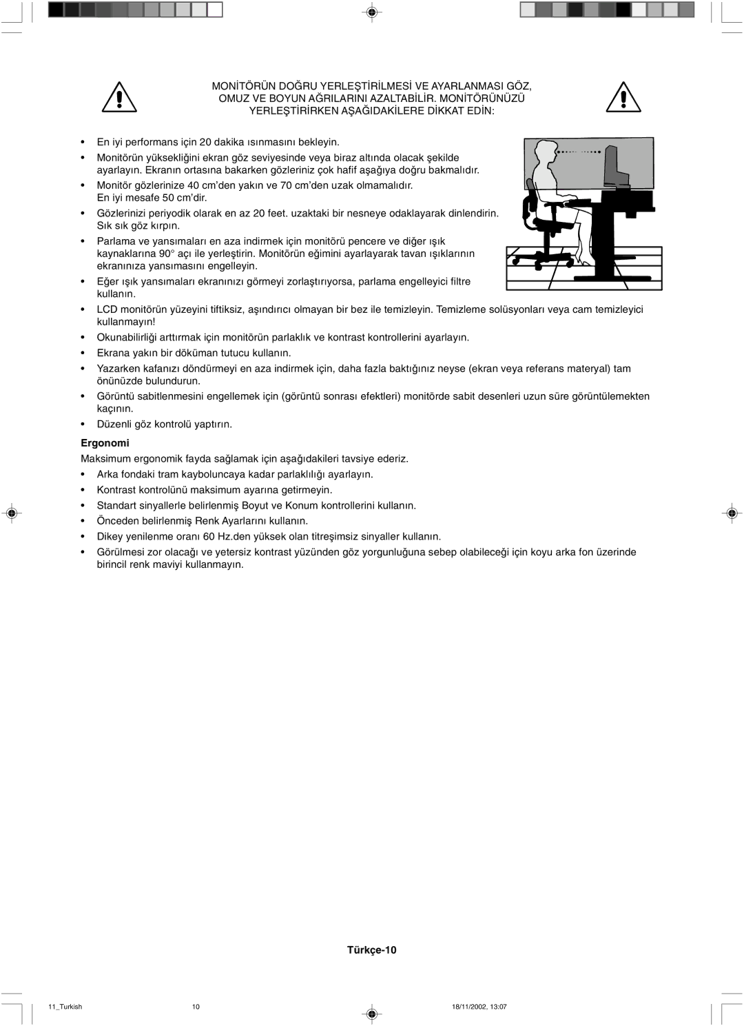 NEC LCD2080UX user manual Türkçe-10 