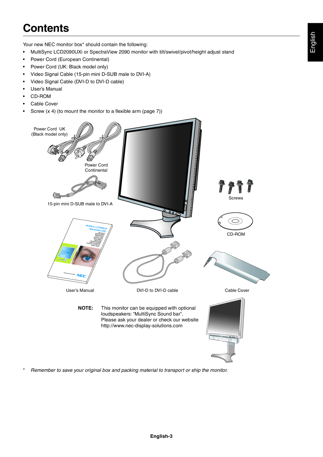 NEC LCD2090UXI user manual Contents 