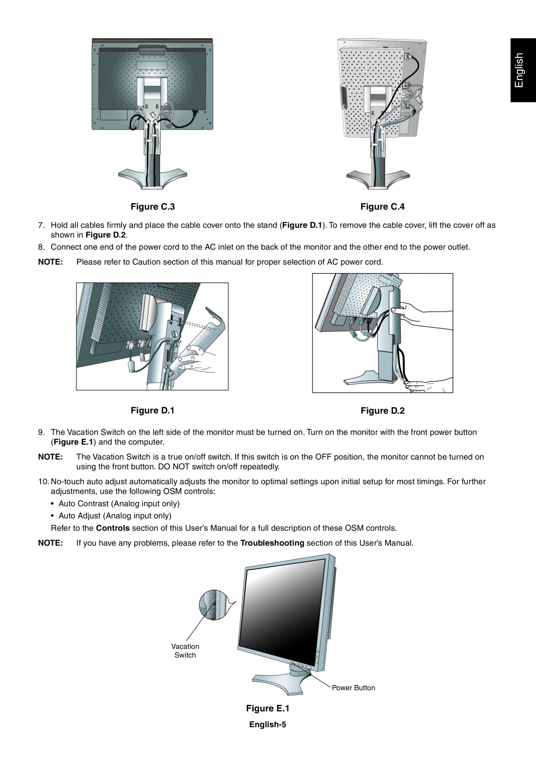 NEC LCD2090UXI user manual English, Figure C.3, Figure C.4, Figure D.1, Figure D.2, Figure E.1 