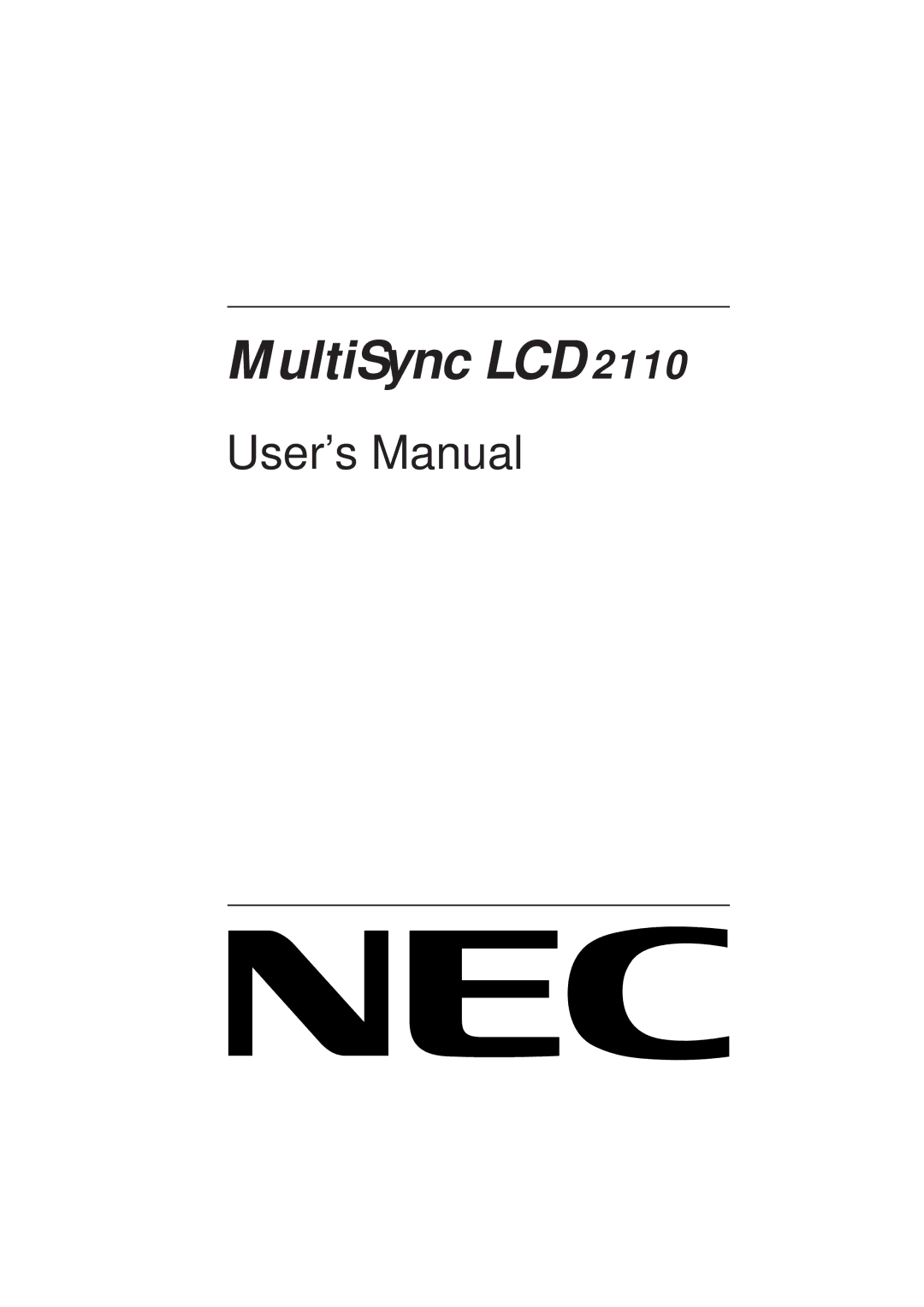 NEC user manual MultiSync LCD2110 