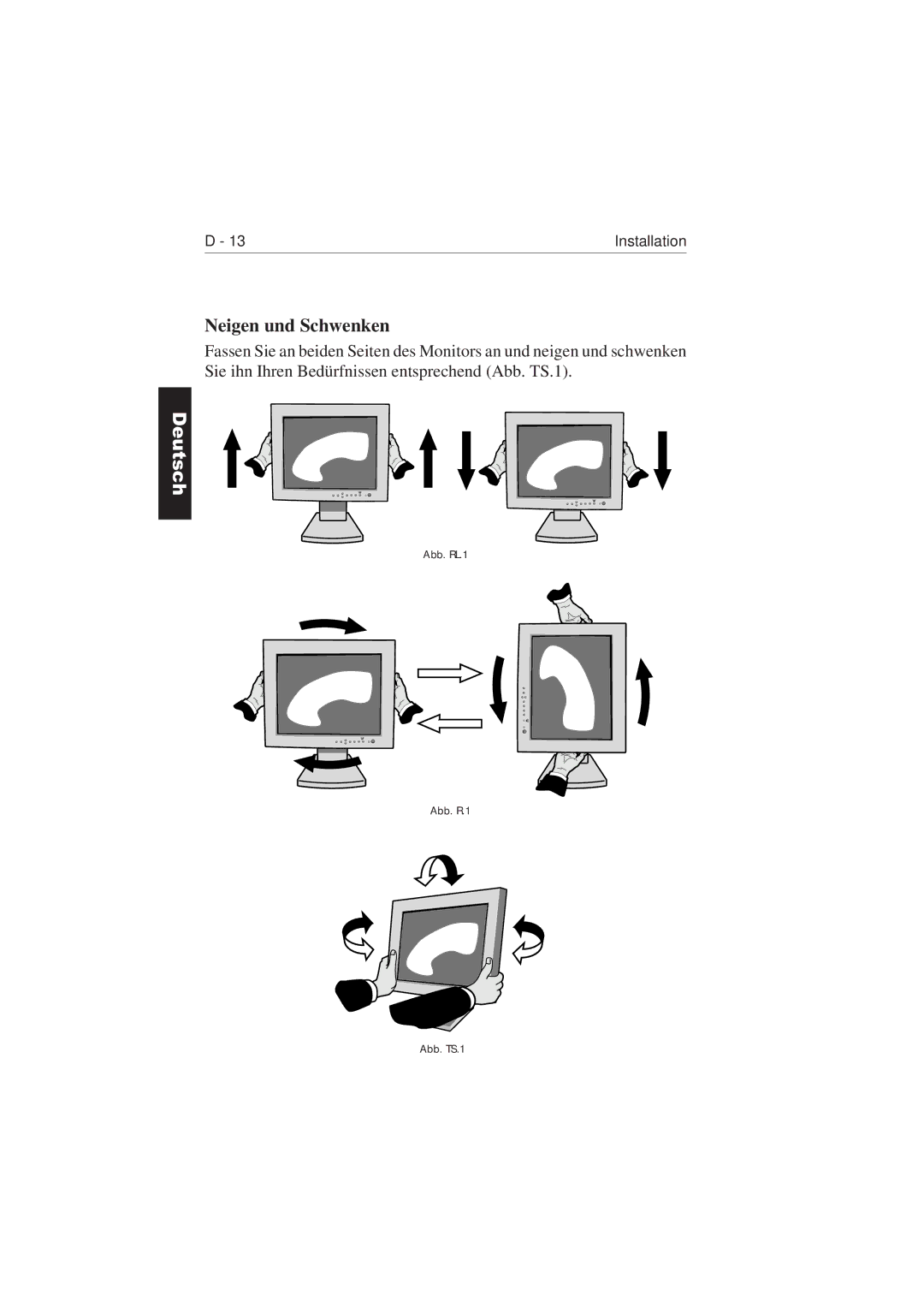 NEC LCD2110 user manual Neigen und Schwenken, Figure R.1 