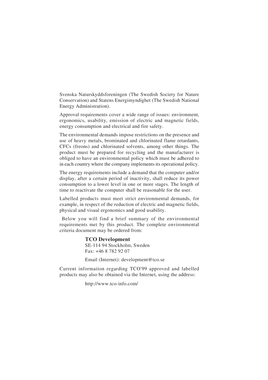 NEC LCD2110 user manual TCO Development 