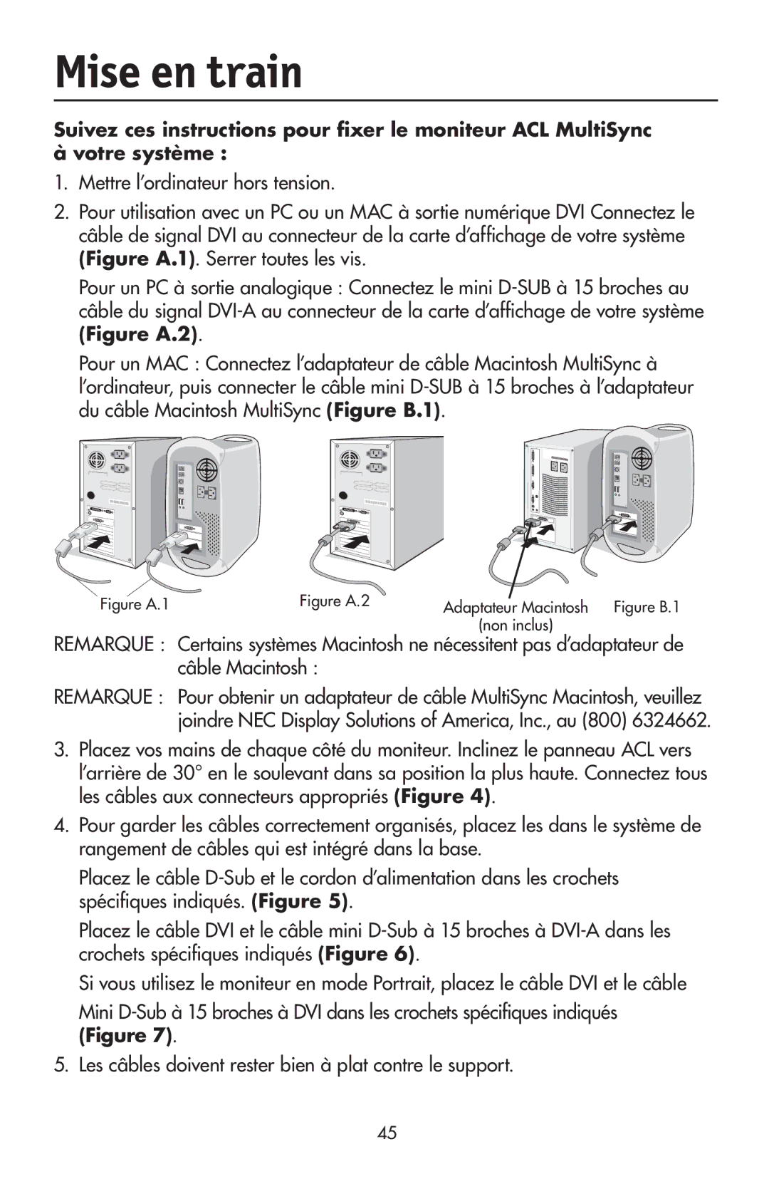 NEC LCD2190UXi user manual Mise en train, Remarque 