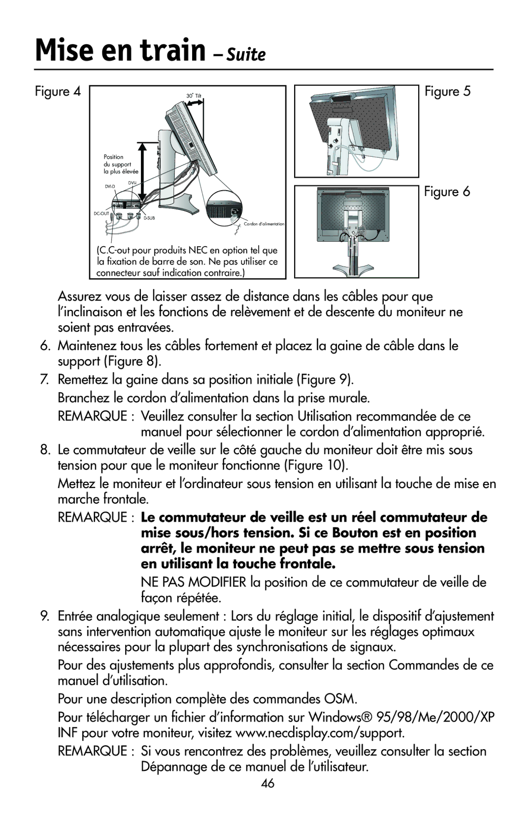 NEC LCD2190UXi user manual Mise en train Suite 