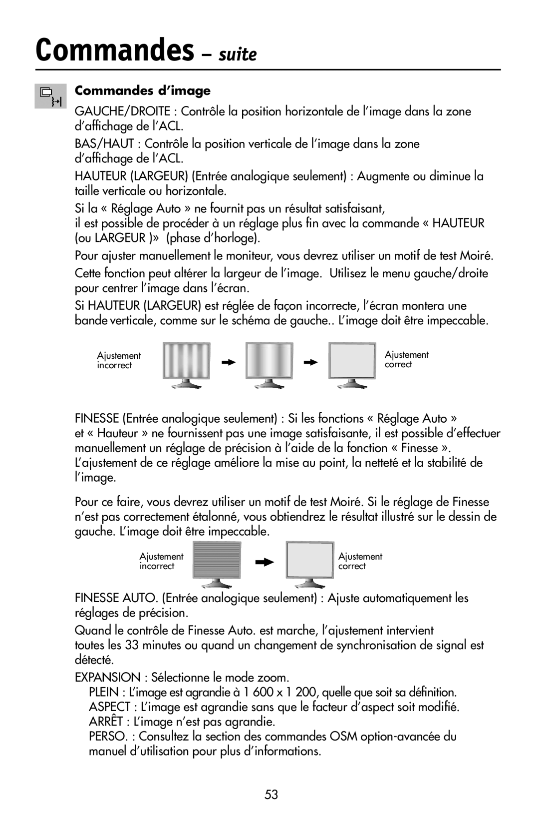 NEC LCD2190UXi user manual Commandes d’image 