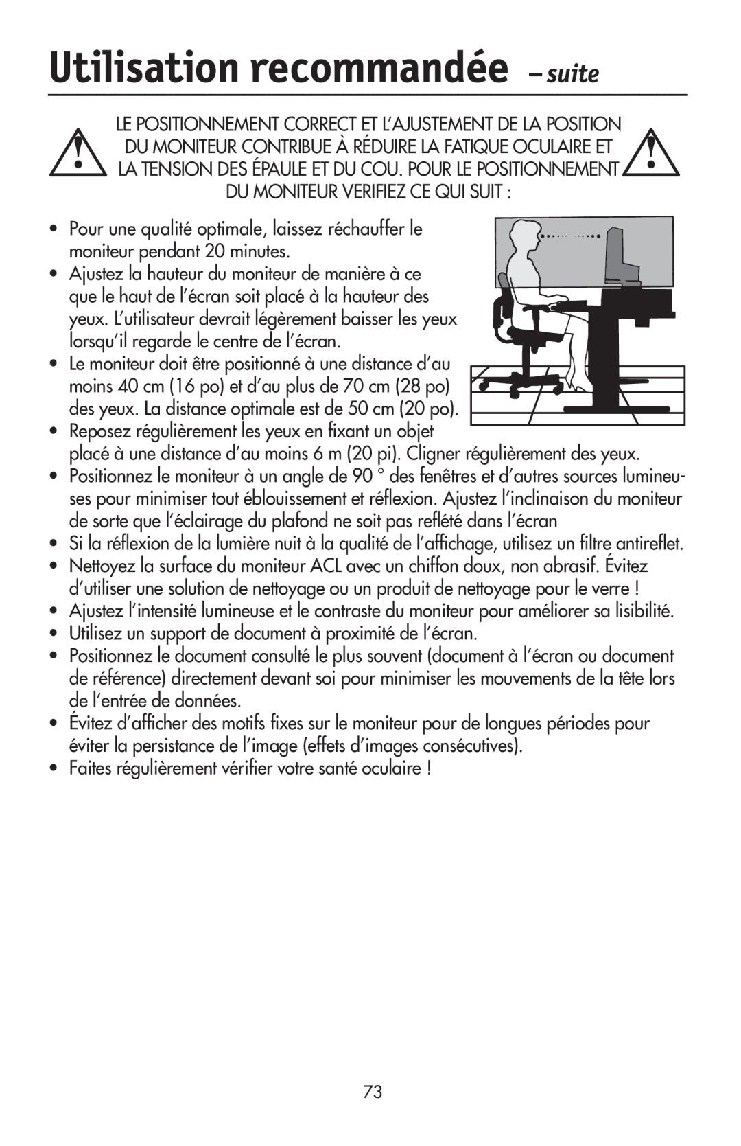 NEC LCD2190UXi user manual Utilisation recommandée suite 