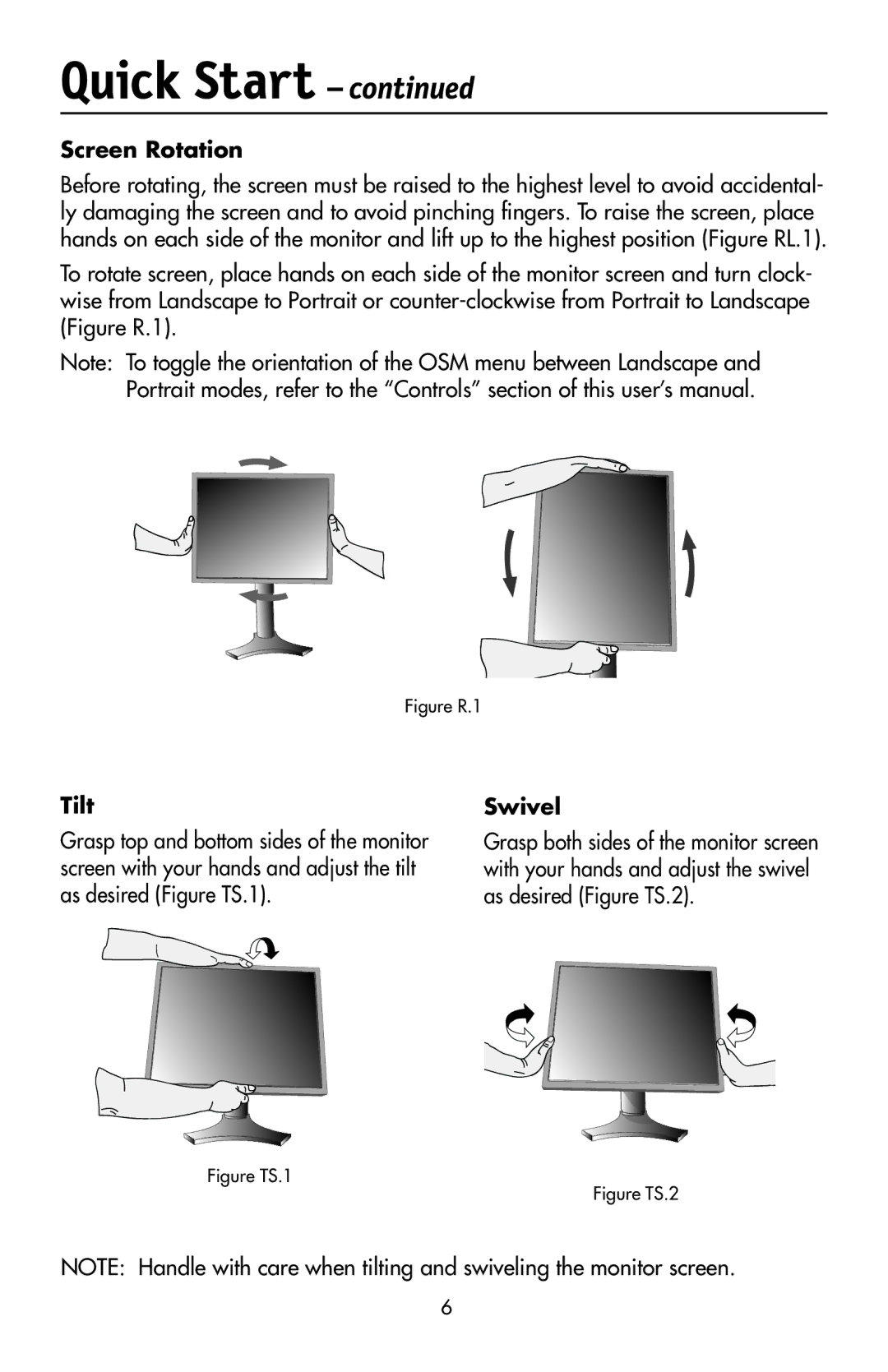 NEC LCD2190UXi user manual Screen Rotation, Tilt Swivel 