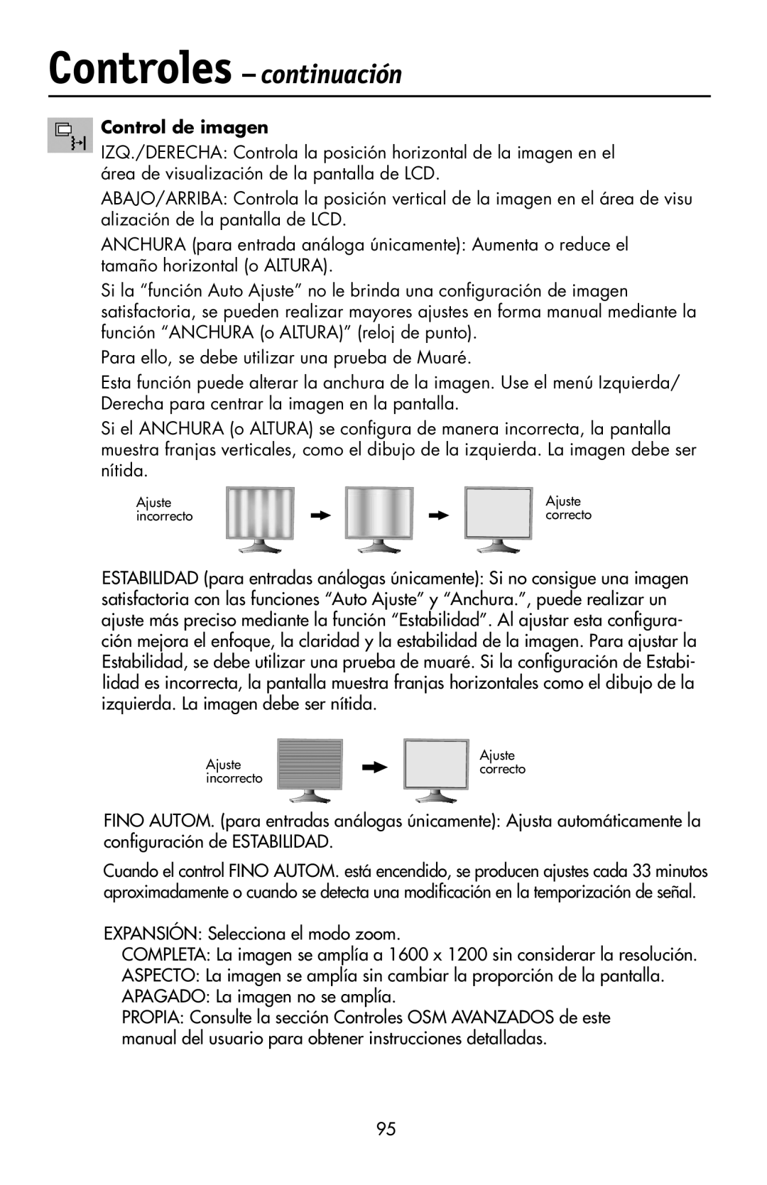 NEC LCD2190UXi user manual Control de imagen 