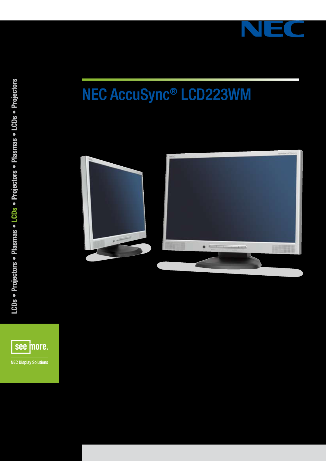 NEC user manual AccuSync LCD193WM AccuSync LCD203WM, AccuSync LCD223WM, UserÕs Manual 