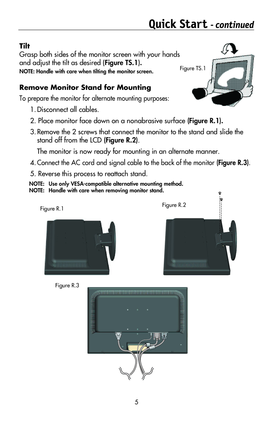 NEC LCD174WXM, LCD224WXM, LCD194WXM user manual Tilt, Remove Monitor Stand for Mounting 