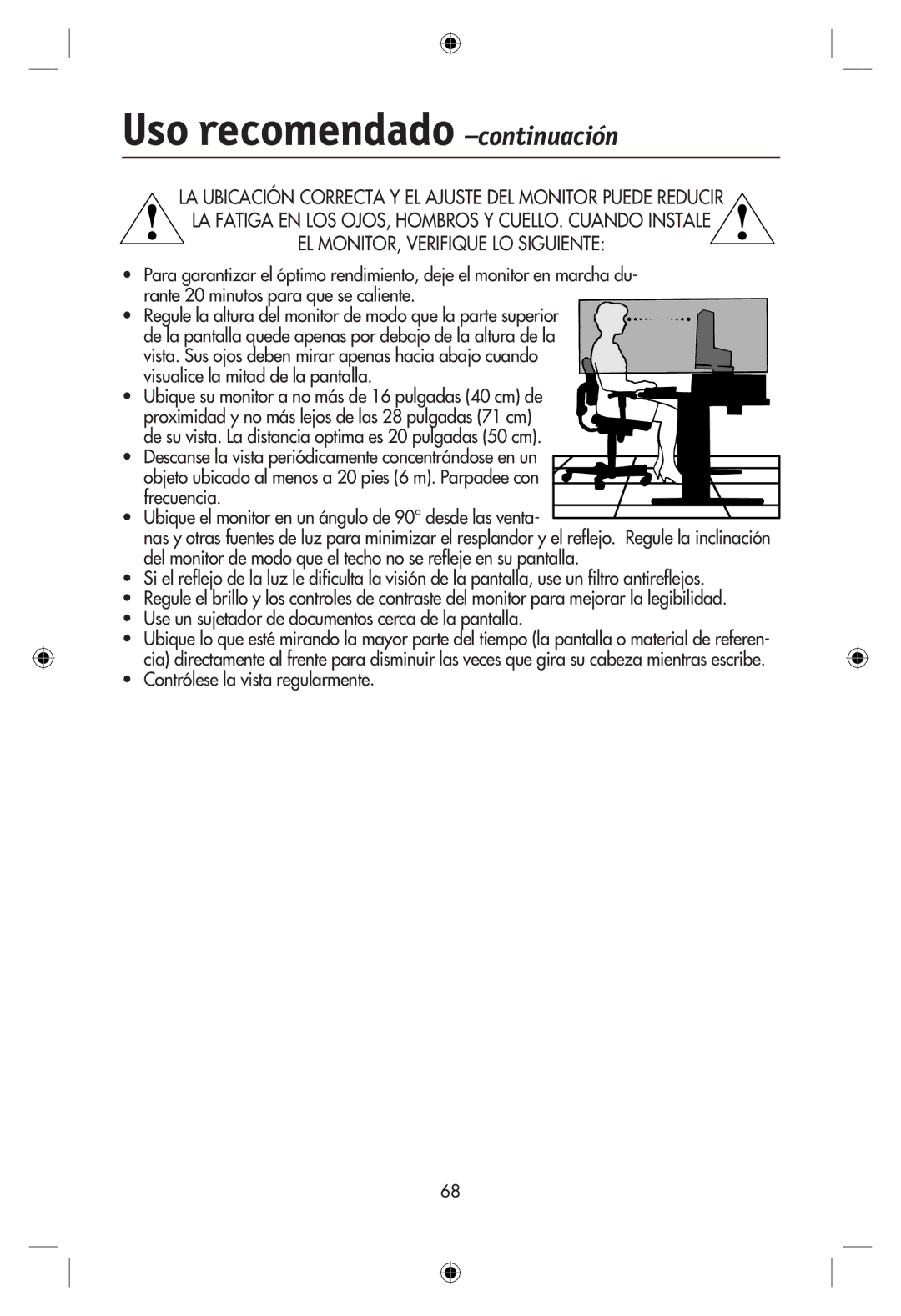 NEC LCD22WMGX, LCD24WMCX user manual Uso recomendado -continuación 