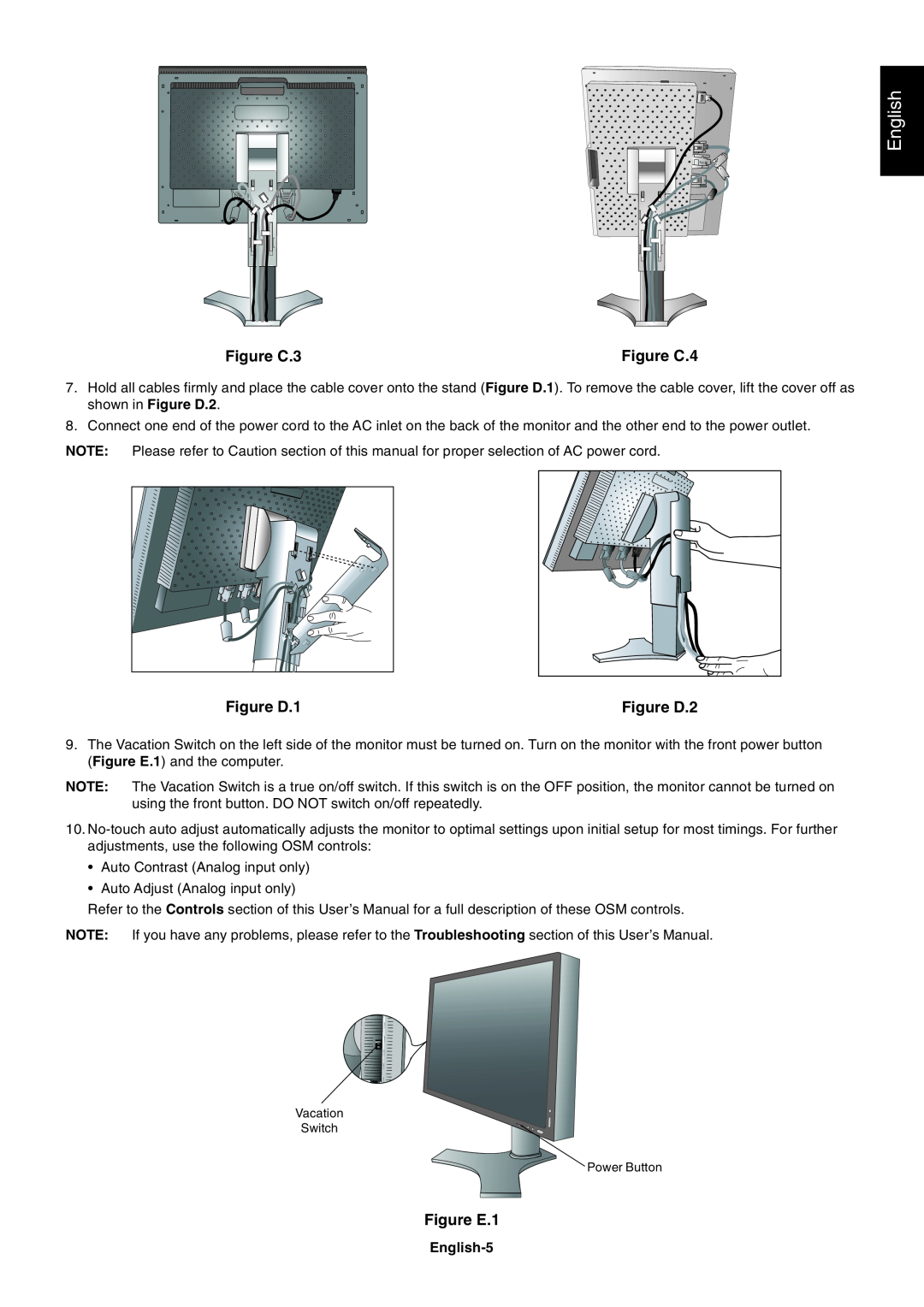NEC LCD2690WUXi user manual English, Figure C.3, Figure C.4, Figure D.1, Figure D.2, Figure E.1 