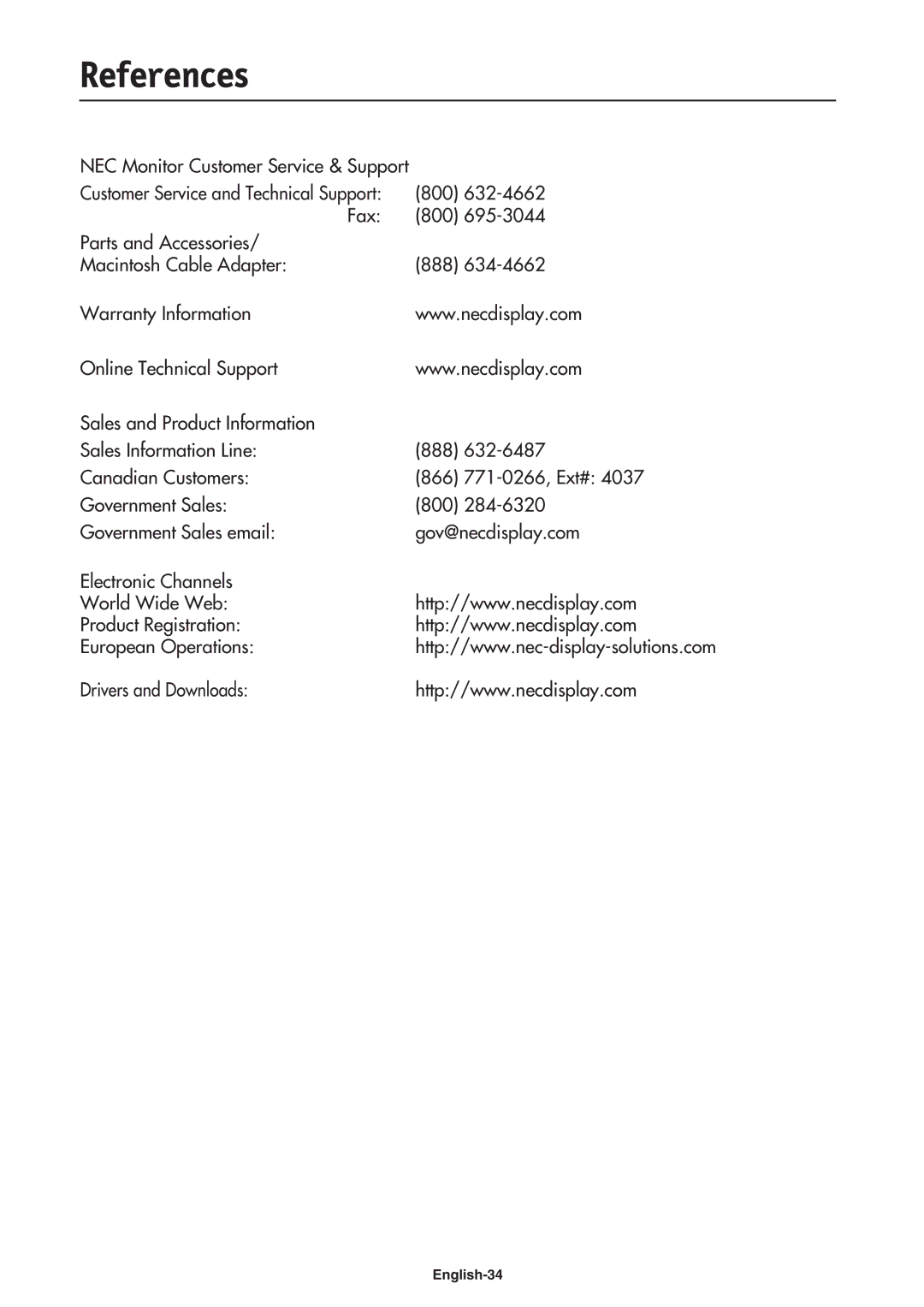 NEC LCD3210 manual References 