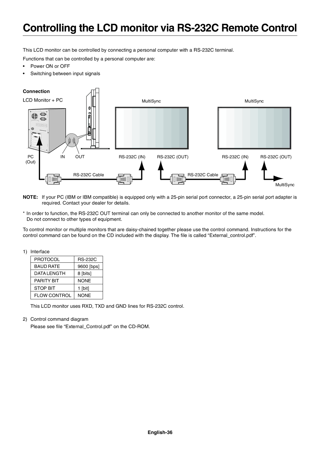 NEC LCD4020, LCD5220 user manual Connection, English-36 