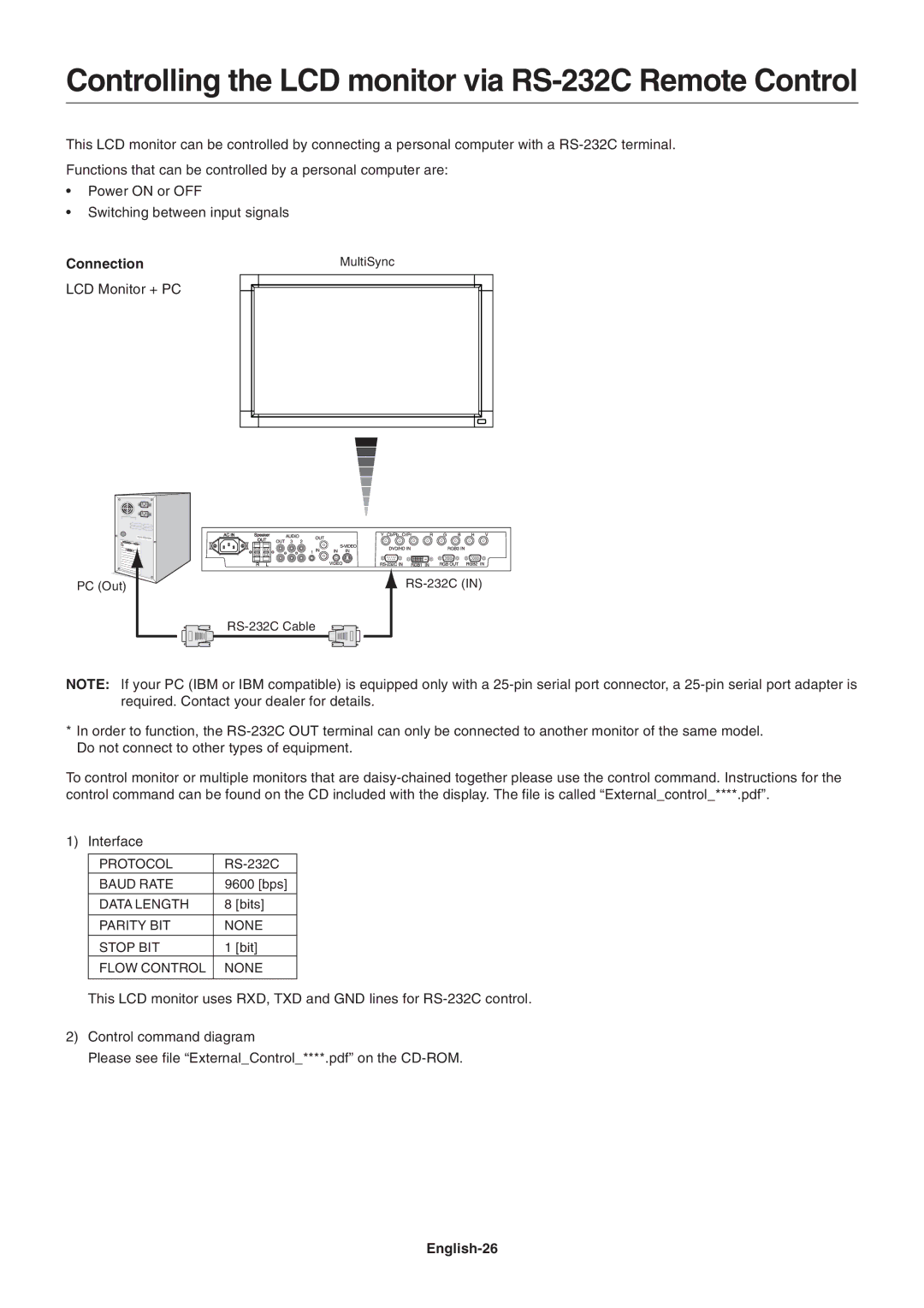 NEC LCD4615 user manual Connection, English-26 