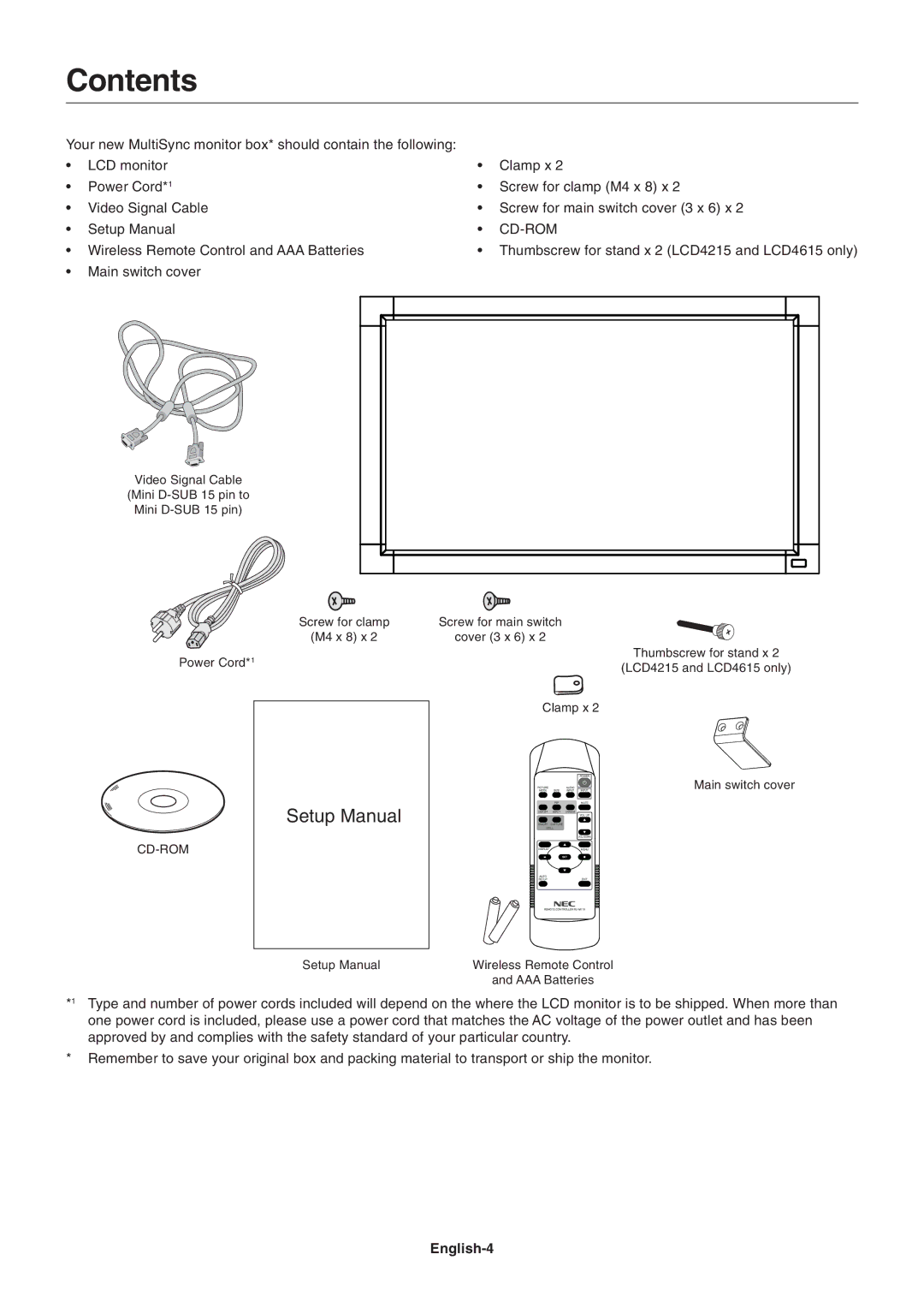 NEC LCD4615 user manual Contents 