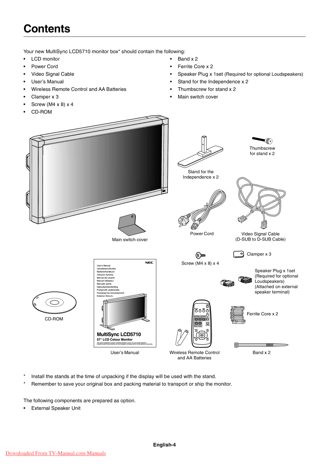 NEC LCD5710 user manual Contents 