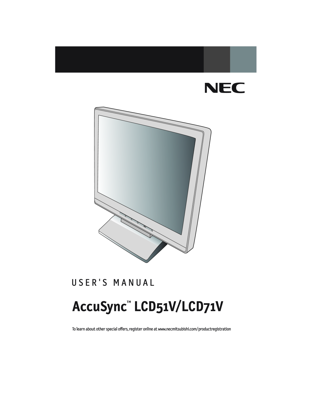 NEC manual AccuSyncTM LCD51V/LCD71V 
