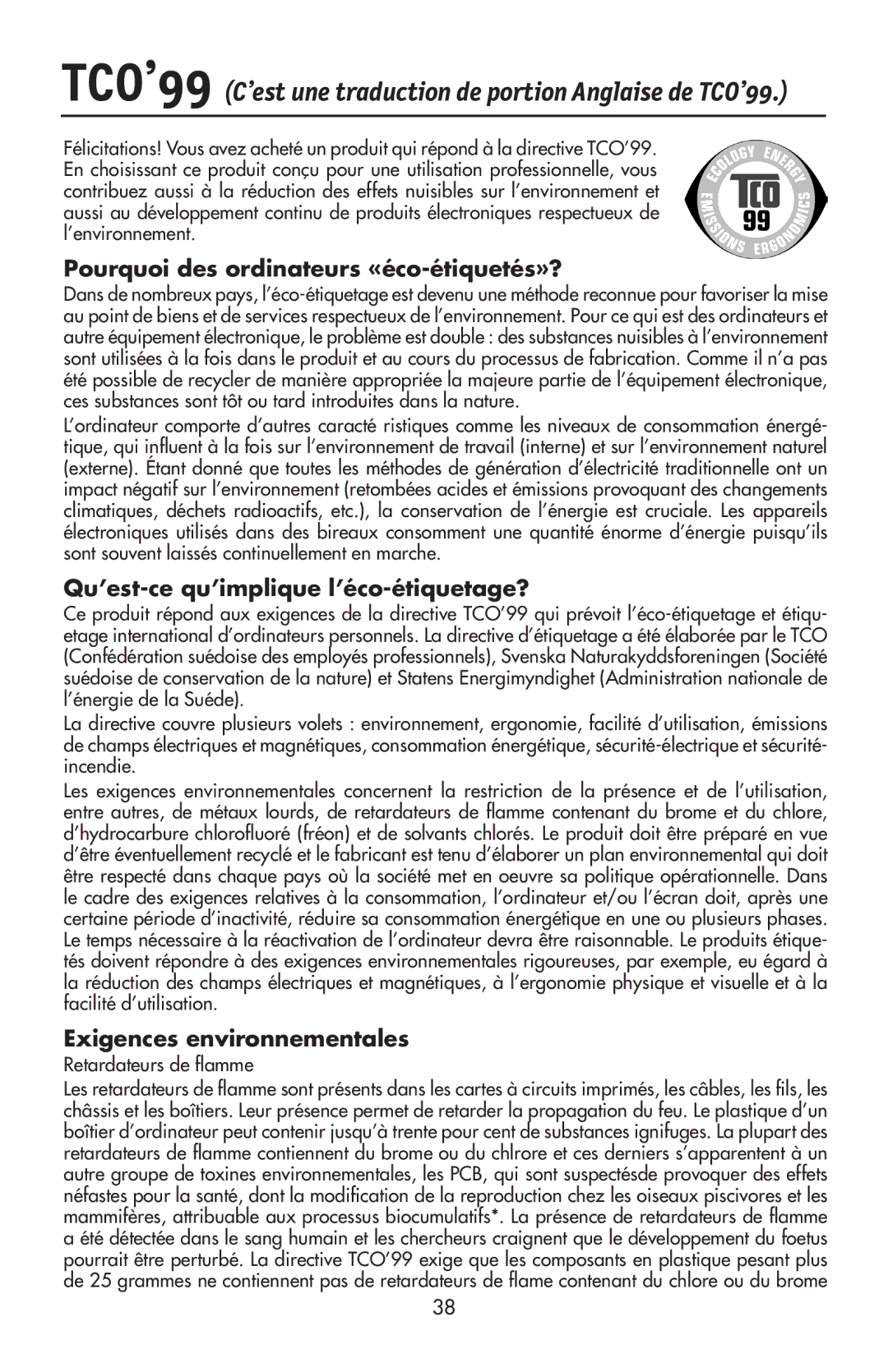 NEC LCD72VX, 92VX manual Pourquoi des ordinateurs «éco-étiquetés»?, Qu’est-ce qu’implique l’éco-étiquetage? 