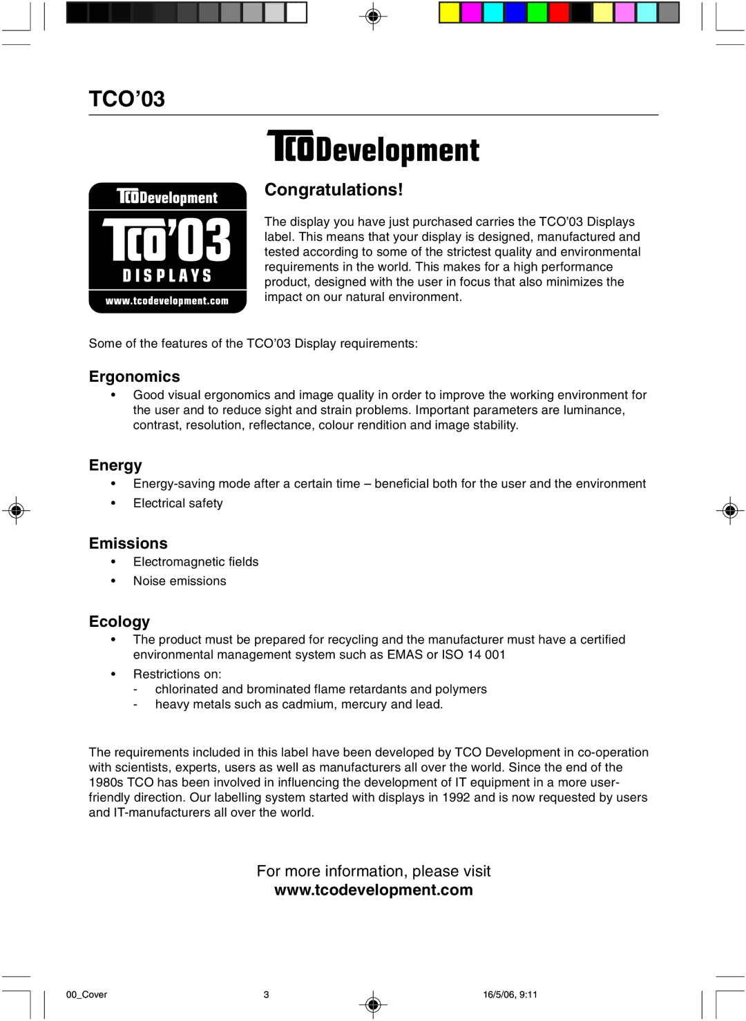 NEC LCD73VM user manual TCO’03 