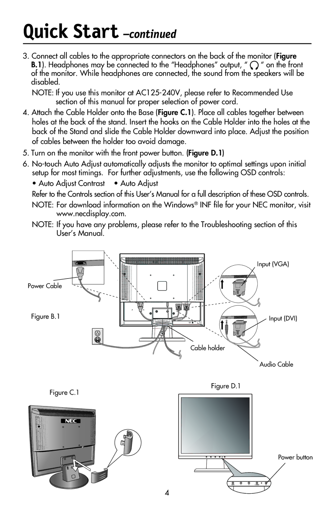 NEC LCD93VXMTM, LCD73VXTM, LCD73VXM user manual Auto Adjust Contrast Auto Adjust, Figure B.1 