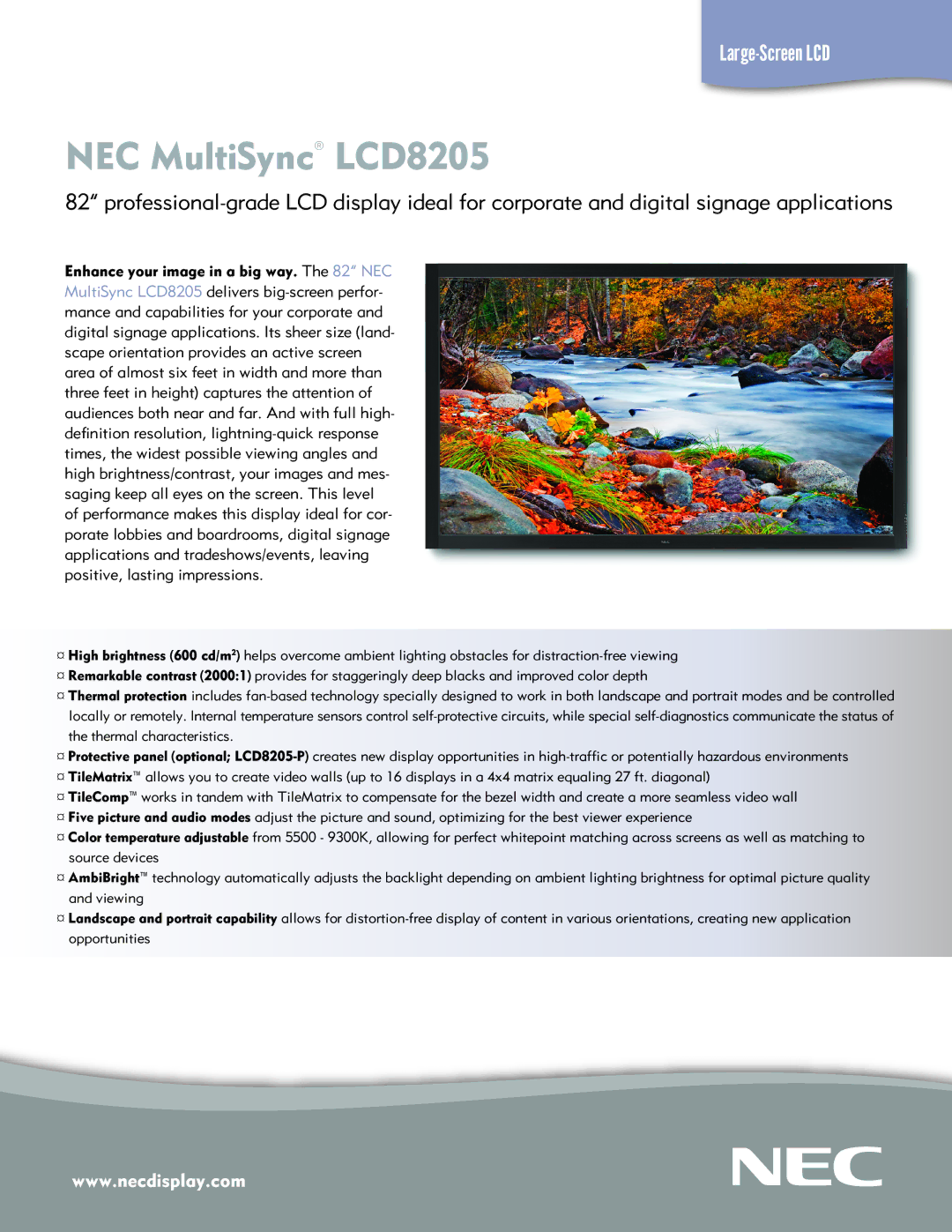 NEC manual NEC MultiSync LCD8205 