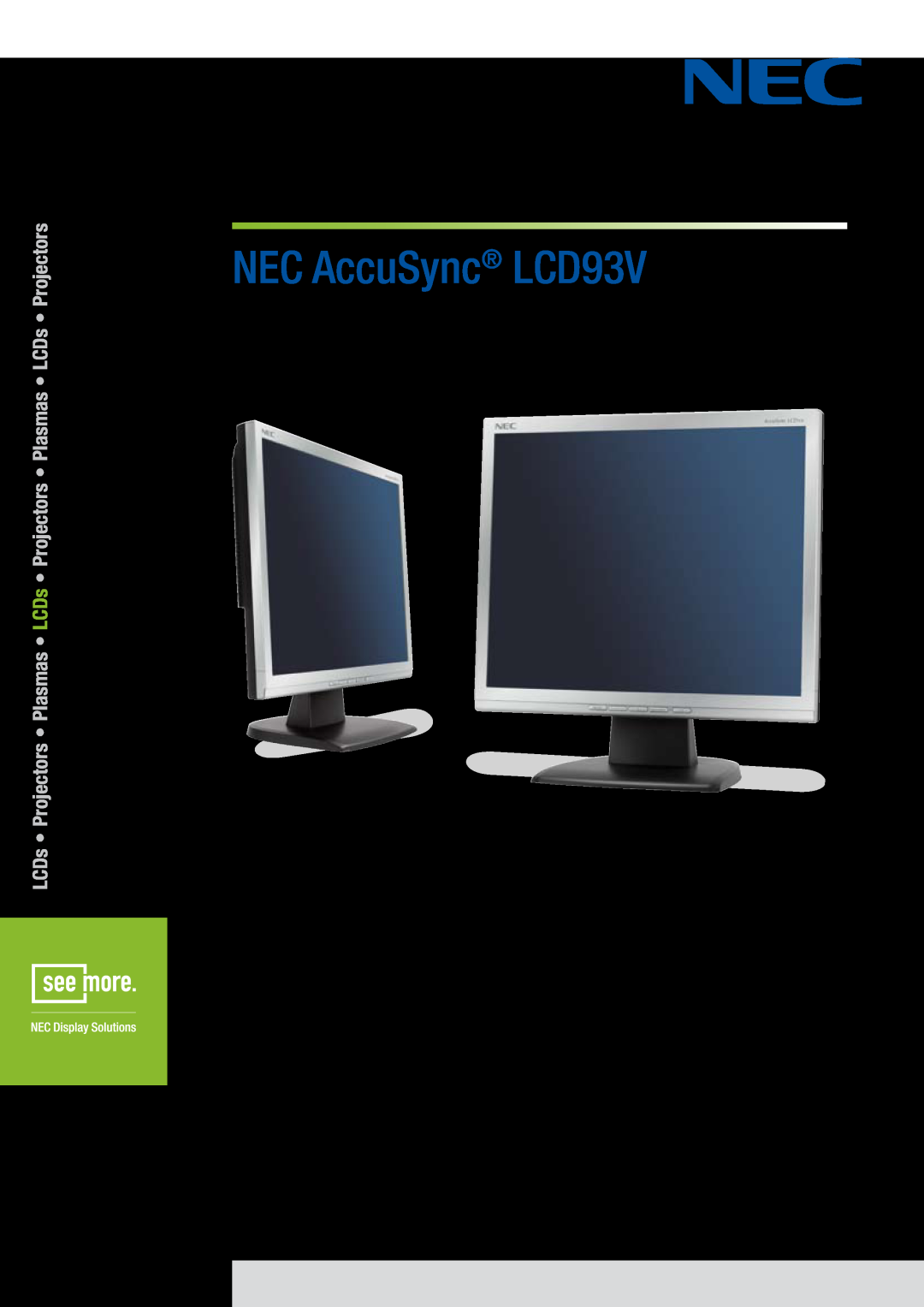 NEC user manual AccuSync LCD73V AccuSync LCD93V LCD170V LCD190V, UserÕs Manual 