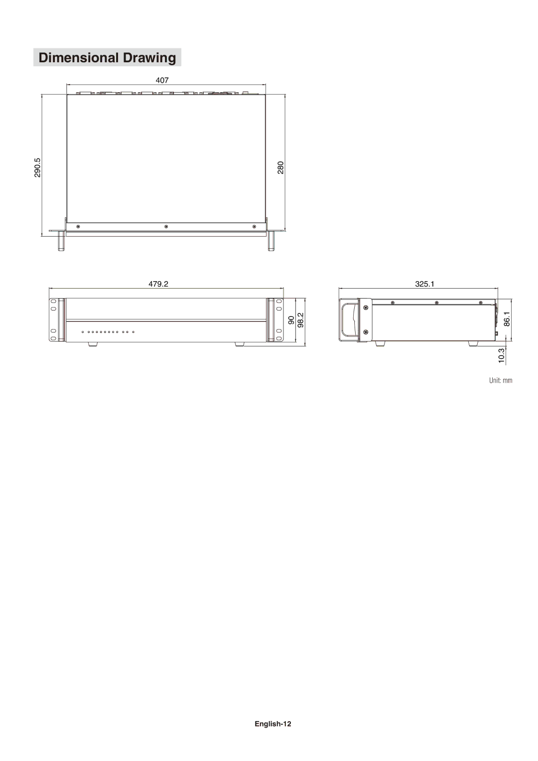 NEC LED-VD1 user manual Dimensional Drawing 