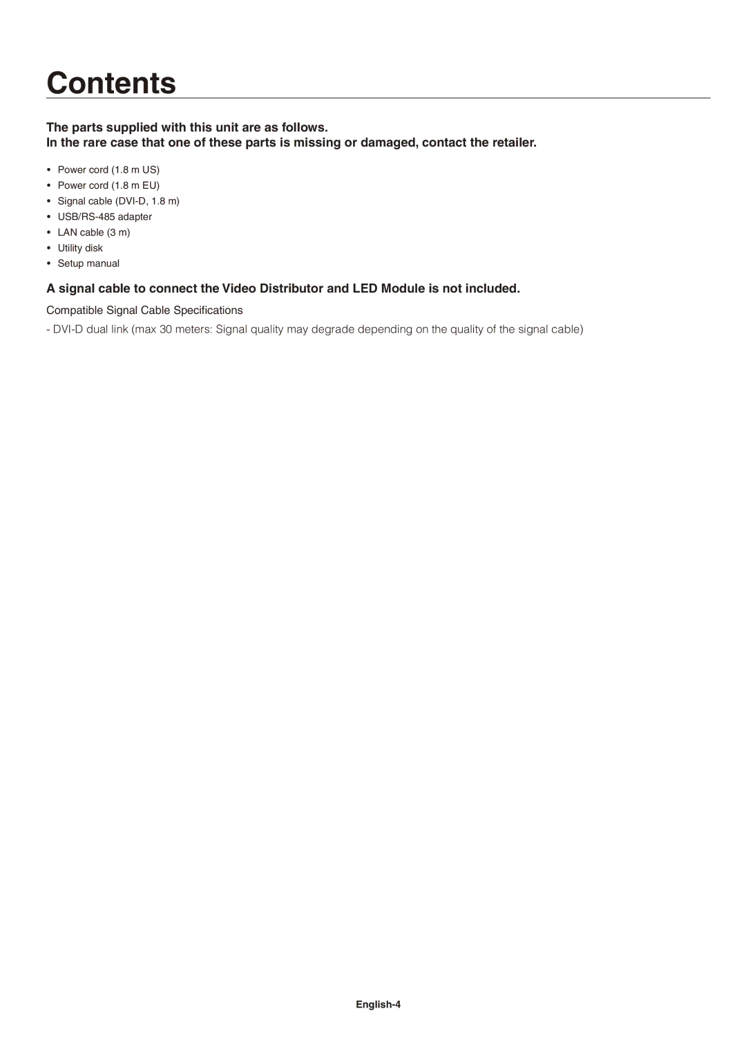 NEC LED-VD1 user manual Contents 