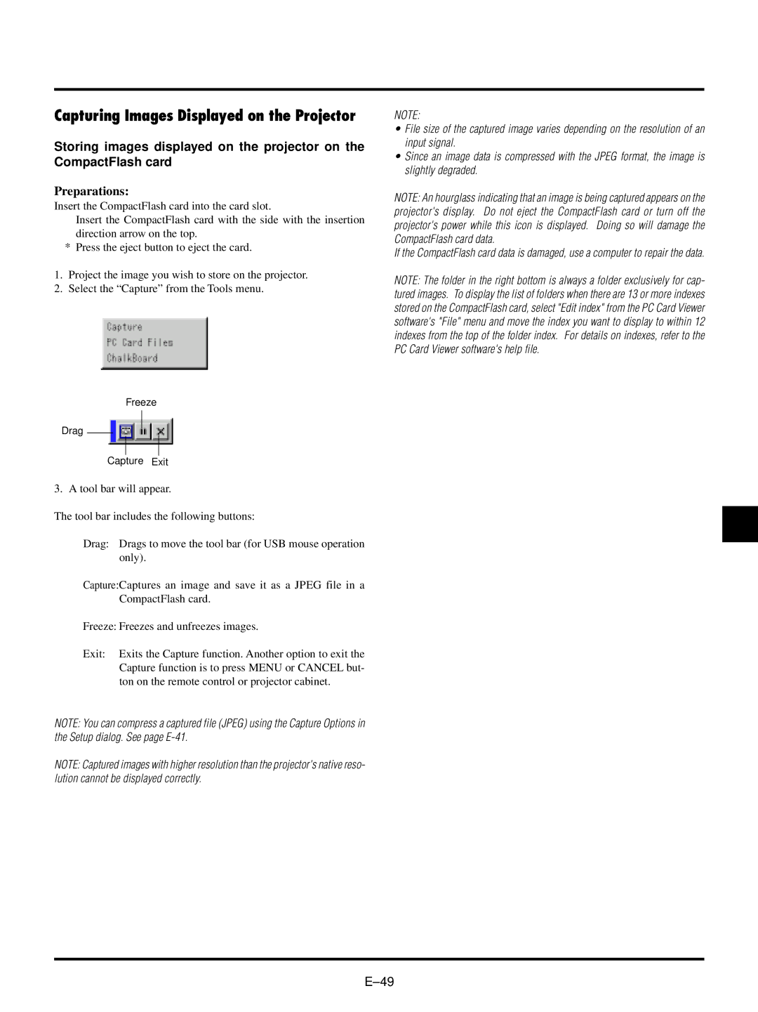 NEC LT150/LT85 user manual Capturing Images Displayed on the Projector, Preparations 