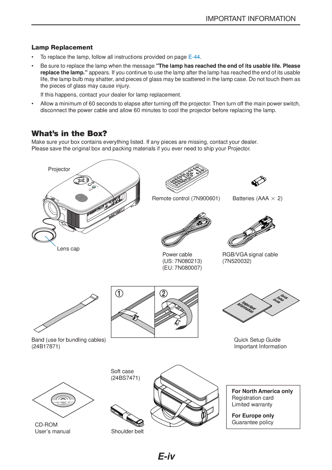 NEC LT180 manual What’s in the Box?, Lamp Replacement 