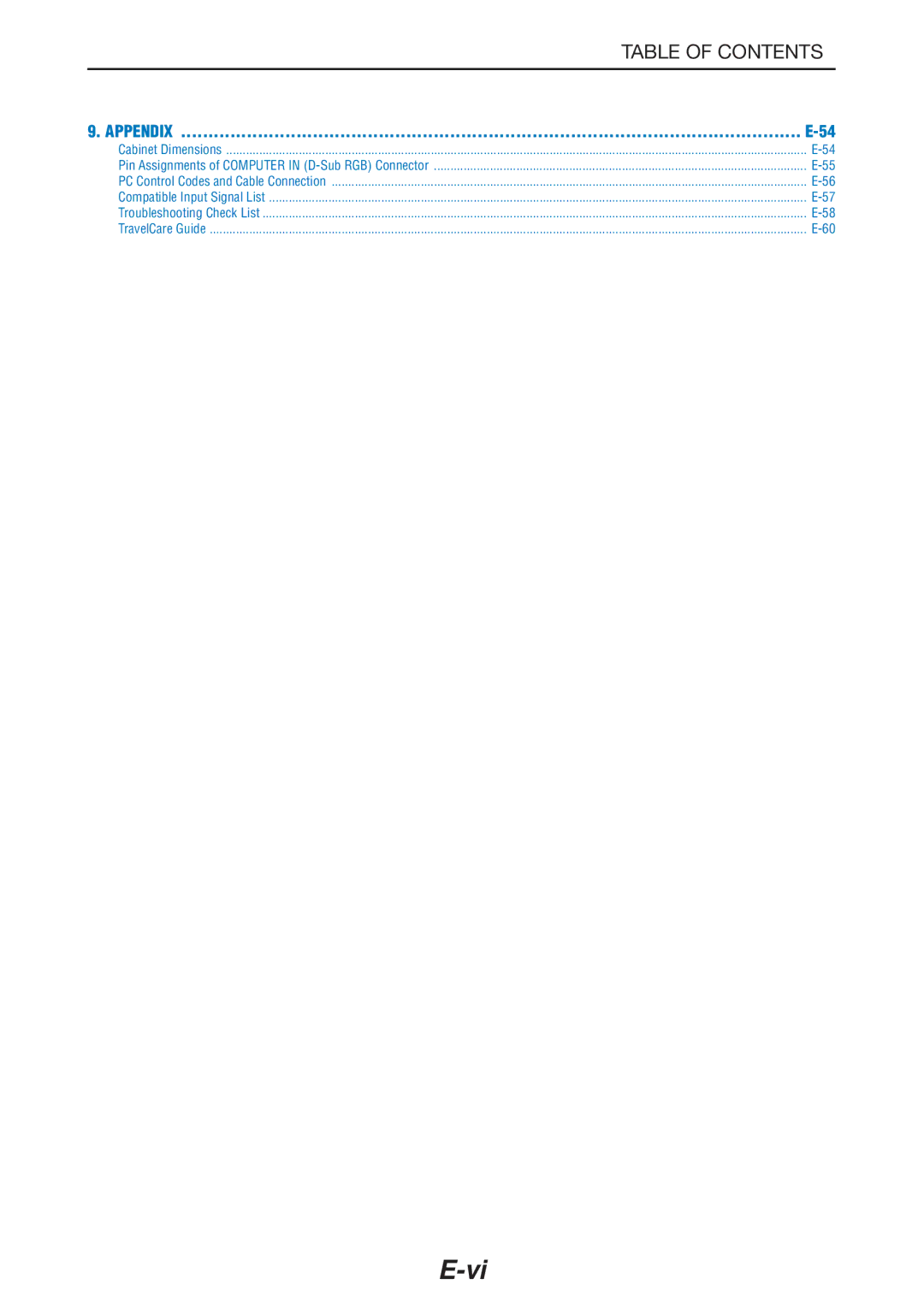 NEC LT180 manual Table of Contents 