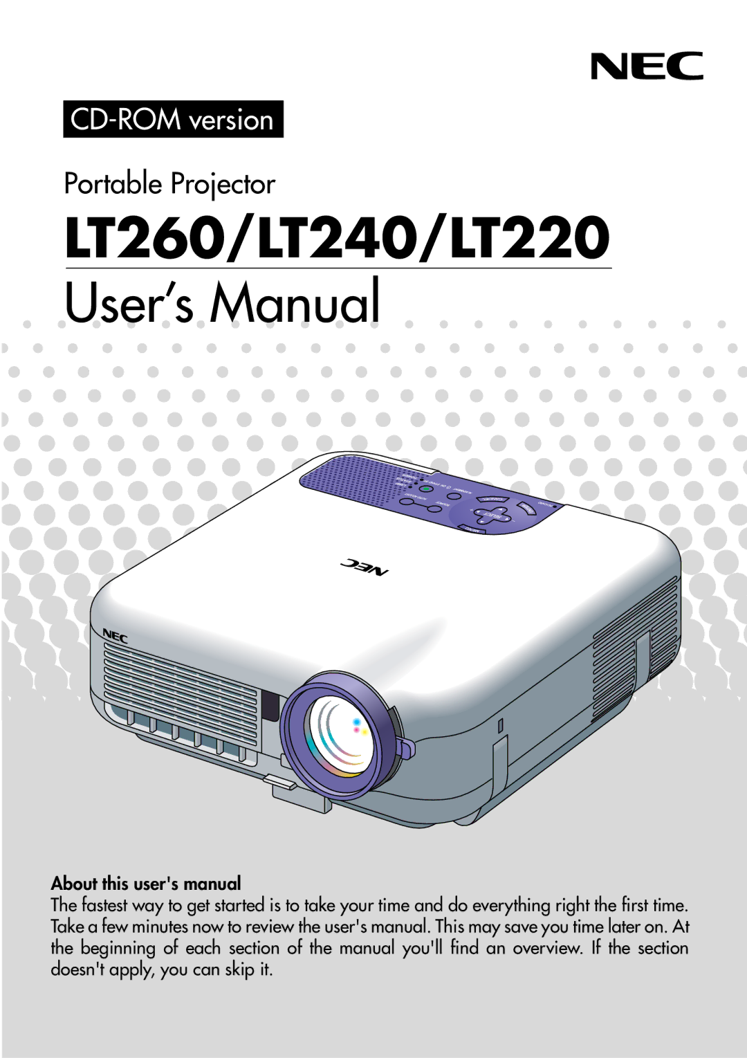 NEC user manual LT260/LT240/LT220 