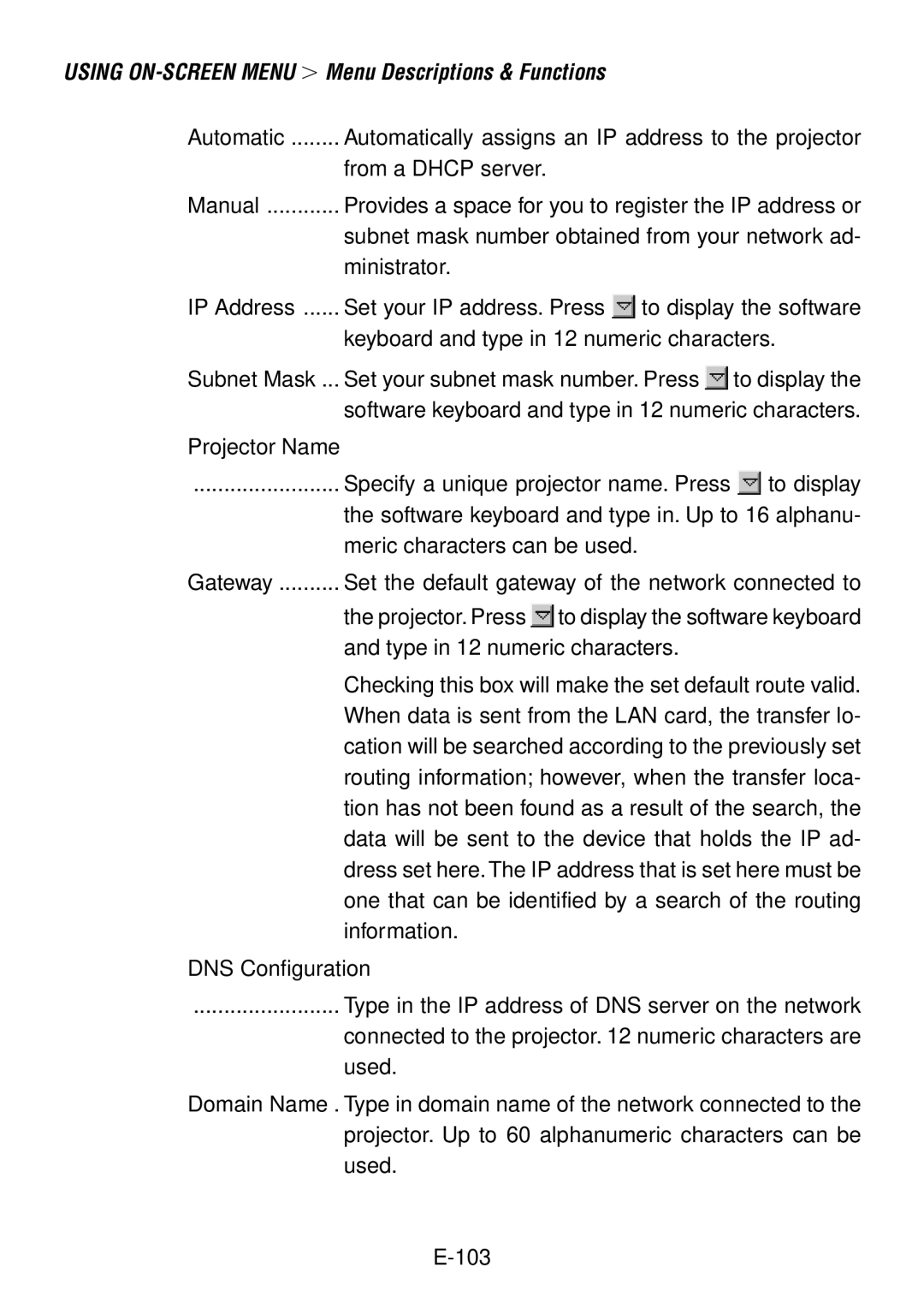 NEC LT260, LT240 user manual Automatically assigns an IP address to the projector 