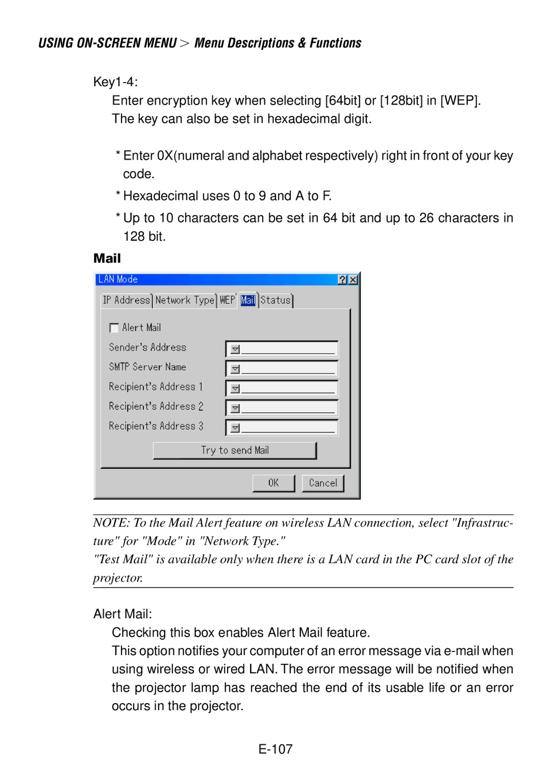 NEC LT260, LT240 user manual Mail 